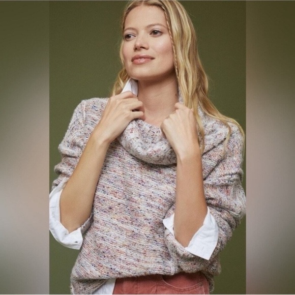 Anthropologie Sweaters - Anthropologie Pilcro Multicolor Chunky Cowl Neck Sweater | Marled Knit Small